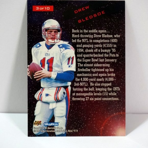 1997 Skybox Metal Universe Gold Universe Drew Bledsoe #3 SSP Patriots NM/MT - Picture 2 of 2